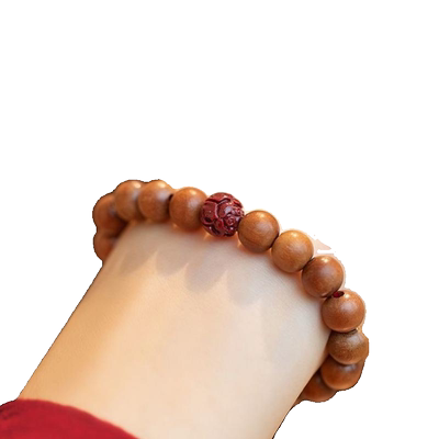 原创设计老桃木莲花朱砂手链男女木手串复古民族风本命年佩戴吉祥
