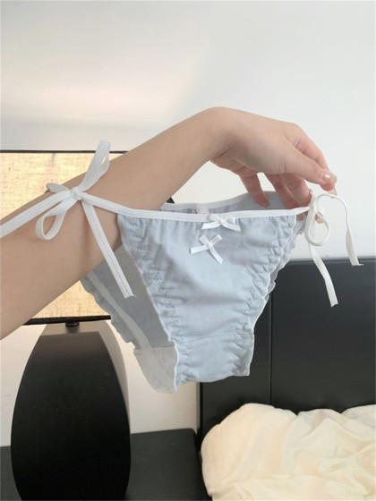 jk日系少女系带两侧可解内裤女纯棉性感低腰二次元可爱纯欲三角裤