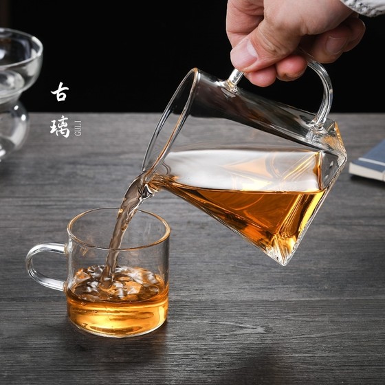 Fair cup, glass male cup, high-end tea dispenser, tea drain, tea set, Kung Fu tea cup, heat-resistant hexagonal household