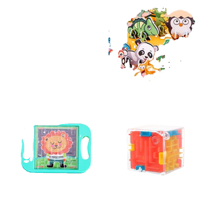 动物系列拼图1包+卡通掌上迷宫一个+方块立体迷宫一个