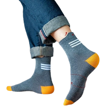 Socks mens mid-calf spring and autumn sports socks moisture-wicking breathable mid-calf socks trendy casual sweat-absorbent socks