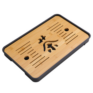 Tea tray rectangular household tea cup dry brewing table Japanese tray built-in tea brewing office bamboo drainage