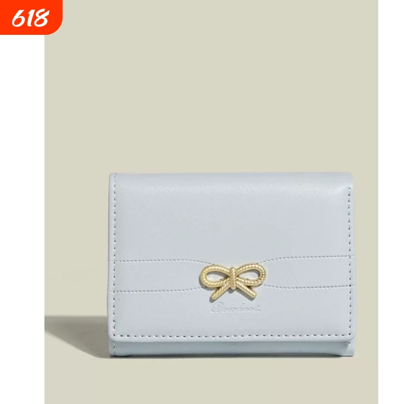 Niche Cute Women's Short Wallet 2025 New Style Fresh Multi-Card Slot Folding Card Holder Coin Purse Id Holder Pink