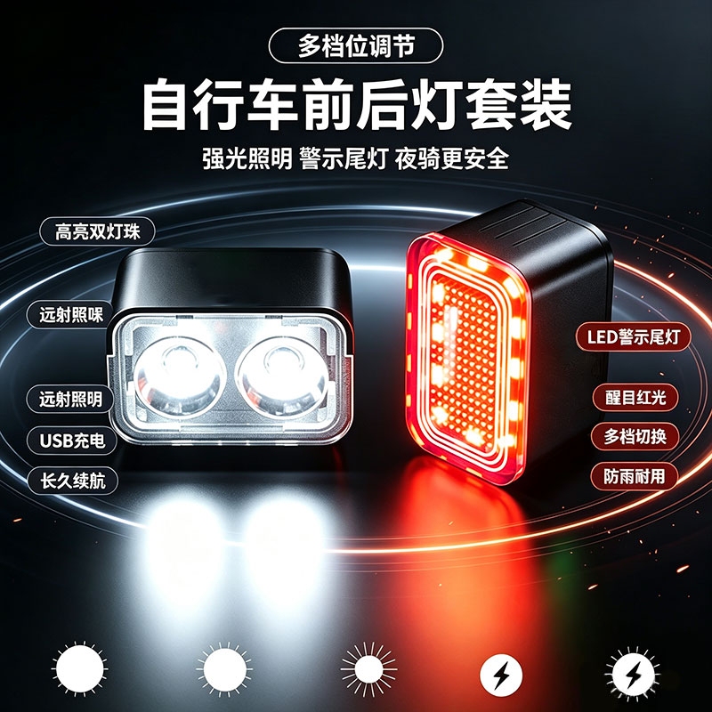 Bicycle Tail Light, Night-Time Mountain Road Bike Front Light, Cycling Light, Rear Tail Light, Cycling Equipment, Bike Light, Night Riding Warning Light Bicycle Tail Light, Night-Time Mountain Road Bike Front Light, Cycling Light, Rear Tail Light, Cycling Equipment, Bike Light, Night Riding Warning Light