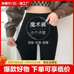 Little black pants for women to wear as outerwear in autumn and winter, velvet pencil pants for small feet, high-waisted eight-point leggings, tummy control, 2024 thin section