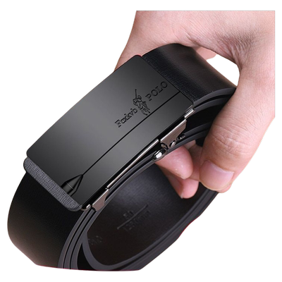 罗蒙头层牛皮自动扣男士皮带