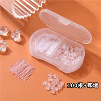 100 прозрачных прямых палочек+блокировщики ушей