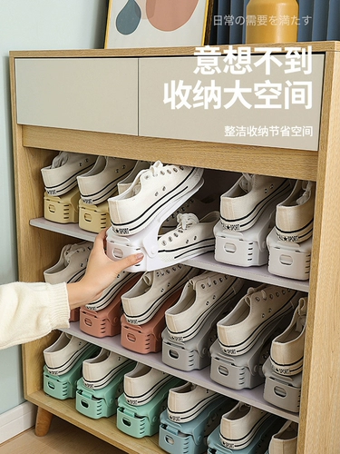 Регулируемый шкаф для обуви, кронштейн для обуви, компактная пластиковая полка для обуви, двухслойные простые бытовые тапочки