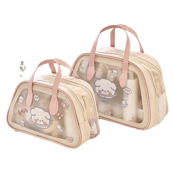 Dry and wet separation makeup bag travel and tourism cosmetic storage bag wash transparent girls bag waterproof portable mesh