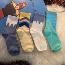 Spring and Autumn New 2021 Tide Brand New Contrast Socks Men and Women bf Wind Lovers Street Leisure Sports Stockings