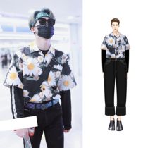 He Luoluo same black printed shirt fashion versatile simple casual trend Women 2020 new private custom