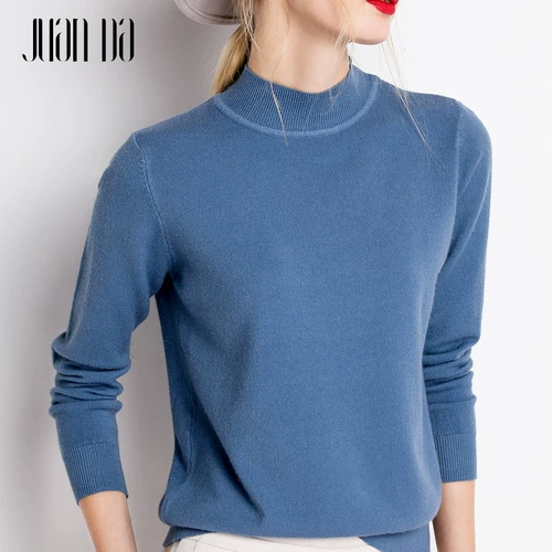 Утепленный осенний трикотажный свитер, высокий воротник, популярно в интернете, оверсайз, подходит для подростков