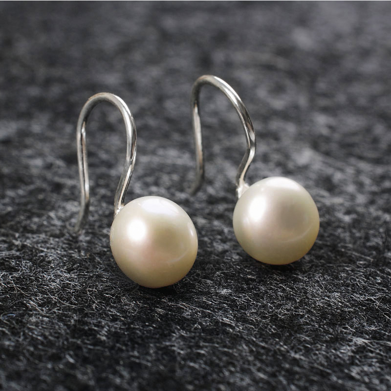 Natural Freshwater Pearl Earrings Earrings Woman 925 Pure Silver Ear Hook Temperament Brief About 100 Lap Superior Feel Light And Luxurious Nail Earrings-Taobao
