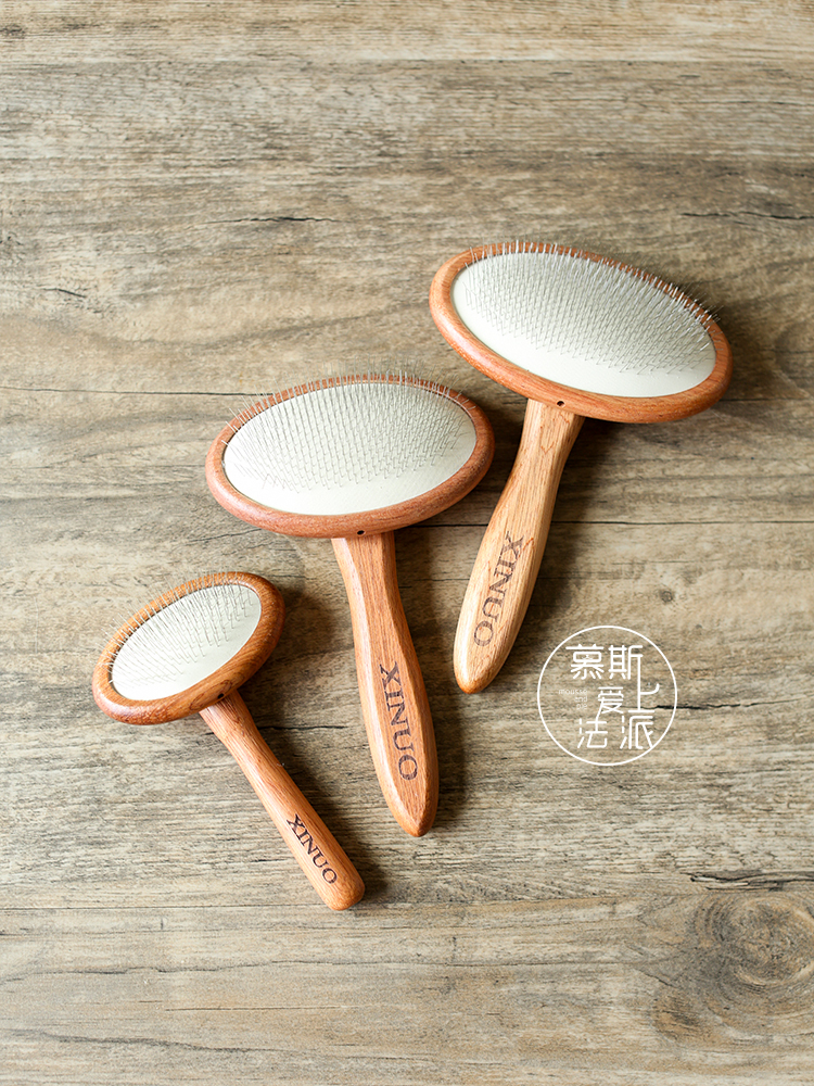 Mousse falls in love with Fappahino long-haired cat dog Pet round head needle comb Daily care Pull hair open knot fluffy hair