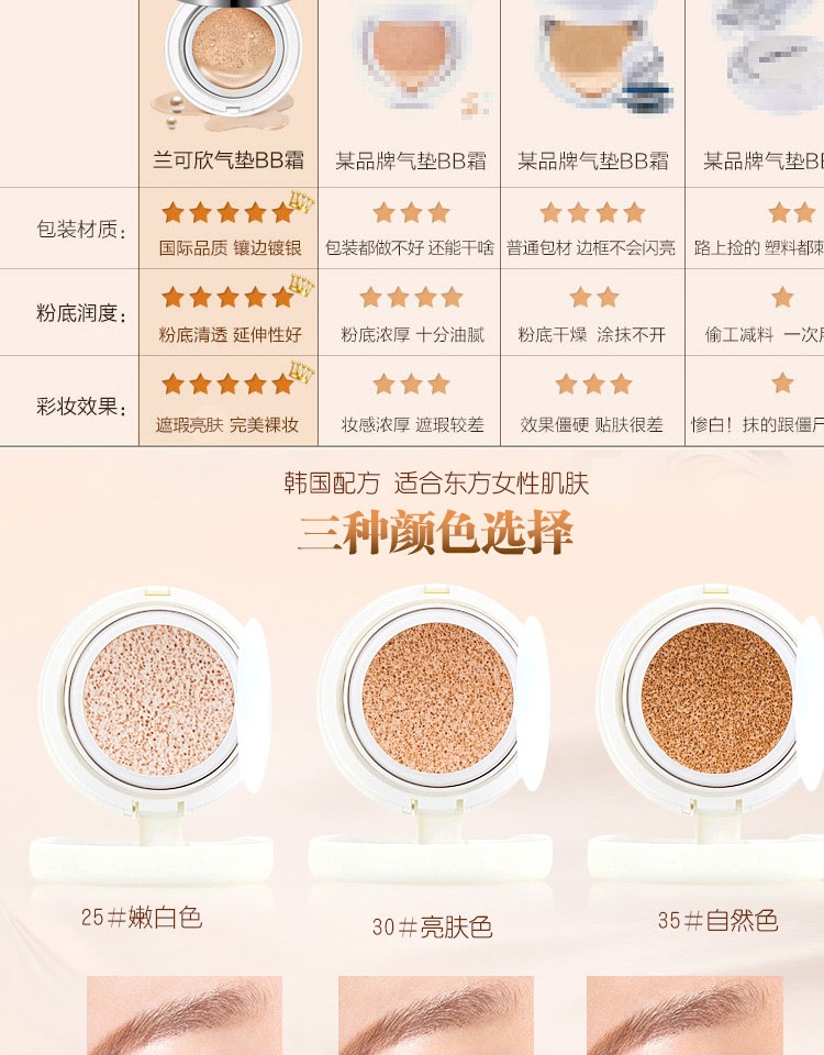 Lan Kexin air cushion bb cream sinh viên giá rẻ chính hãng trang điểm nude che khuyết điểm mạnh mẽ cho người mới bắt đầu lâu trôi CC cream không thấm nước bb the face shop