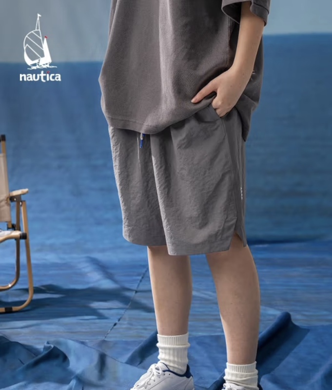 Nautica White Sail Japanese Style Unisex Loose Casual Breathable Cotton-Feel Five-Point Shorts Bw3213