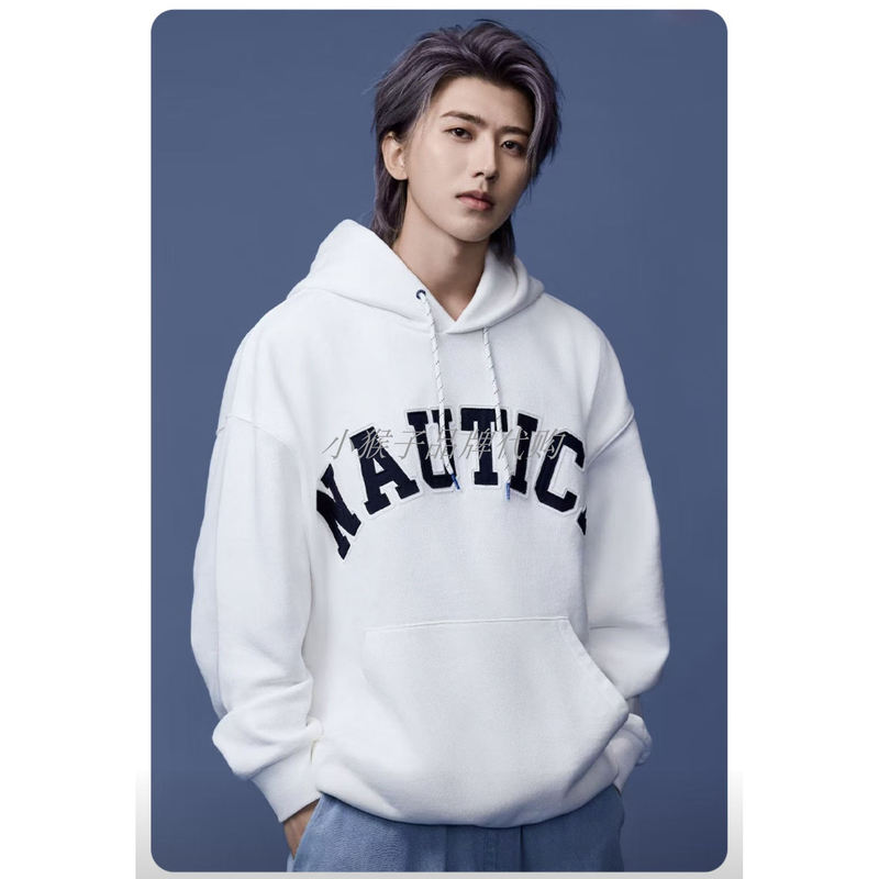 Nautica White Sai 白帆×Cityboy Unisex Loose Fit Terry Hooded Sweatshirt Kw5390 Nautica White Sai 白帆×Cityboy Unisex Loose Fit Terry Hooded Sweatshirt Kw5390