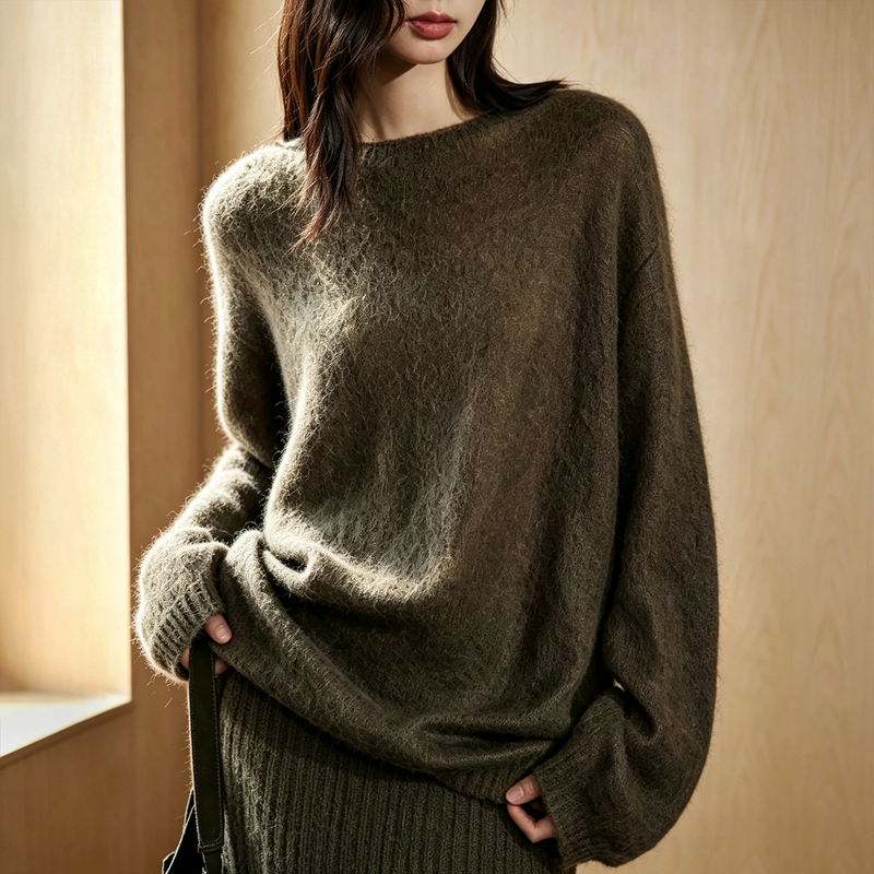 Music Eyes Ultra-Fine Mohair Knit Sweater for Women, Autumn and Winter, Soft and Skin-Friendly, Loose and Lazy Style
