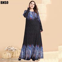 Woman robe dress dress Plus size Womens color print fashion long sleeve casual Arab long dress