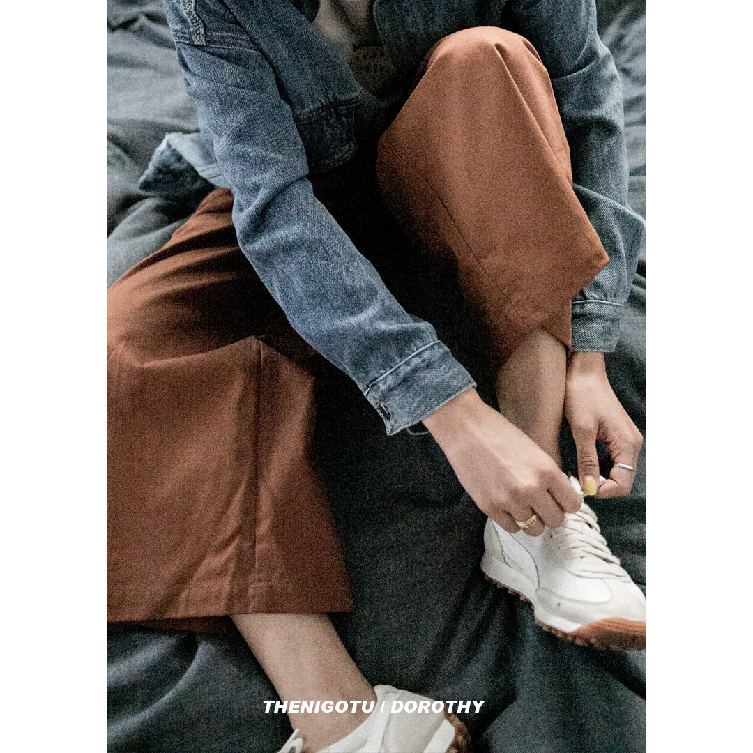 Dorothy -- Korean Version Loose High Waist Cross Pocket Twill Pants Woman 2021 New 100 Hitch Straight Barrel Pants Autumn