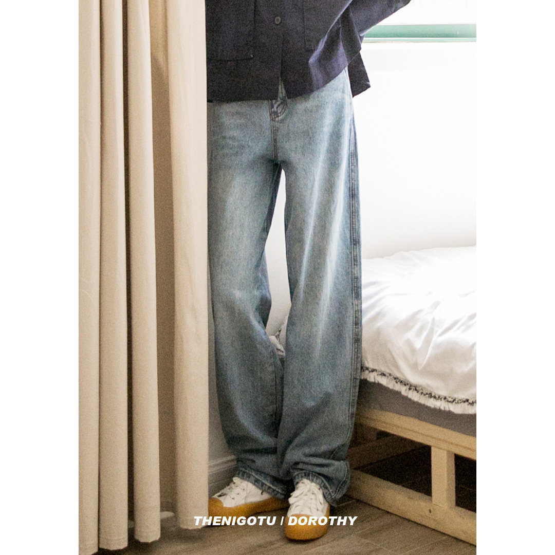 DOROTHY, Han edition loose straight tube high waist jeans woman 2022 new skinny hundred and broad leg pants