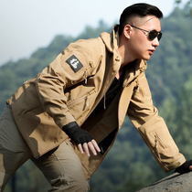 Soft shell camouflage suit mens military version of fleece jacket autumn and winter outdoor waterproof warm jacket tourist mountaineering work clothes