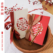 Joy Park Happy Chinese Chinese Hollow Oath Card Satin Silk Belt Knot Wedding Wedding Oath Card Original Handwritten Declaration