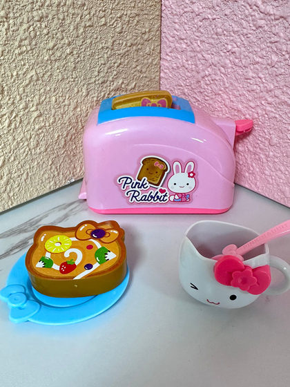 儿童过家家厨房玩具女孩宝宝做饭仿真厨具小厨房烤面包机烤箱冰箱