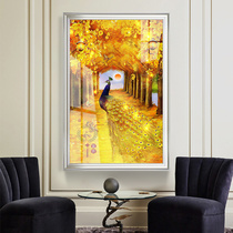 Advanced sensation Xuanguan painting modern light extravagant upscale peacock decoration mural vertical version is facing the door allegory well into the family hanging painting