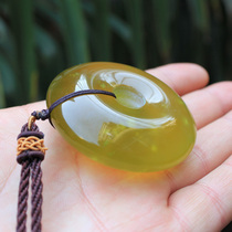 Shaanxi Xian Natural Jade Lantian Jade Big Peaceful Buckle Handpiece Gold Jade Hand Play Fathers Day Gift