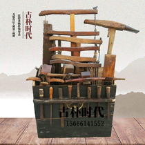 Folklore old carpenter tool set used traditional old tools of the Republic of China