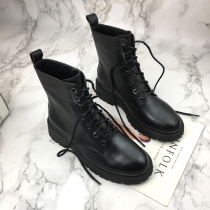 2021 Autumn Winter New flat short boots female leather lace-up Martin boots female English thick-soled motorcycle boots Women boots