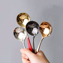 Net red spoon Restaurant 304 stainless steel round head spoon Korean rice spoon spoon spoon Dessert spoon round spoon Coffee spoon spoon