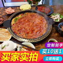 Hot pot commercial dragon Sichuan Chongqing old hot pot Enamel cast wrought iron Mandarin duck mother Mercedes Benz three grid red soup pot