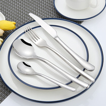 Stainless steel Western tableware set Soup spoon Dessert fork Household thick soup Western knife and fork 4-piece set hall