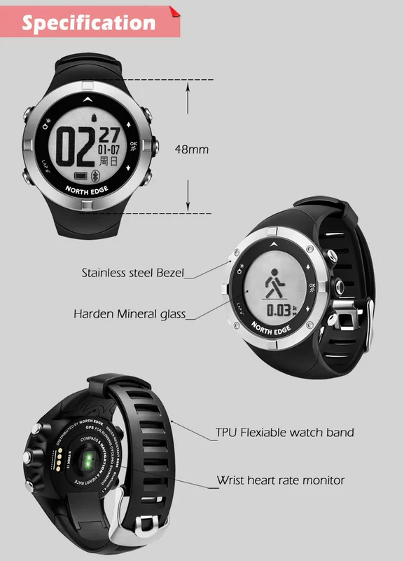 Đồng hồ thông minh thể thao ngoài trời BẮC EDGE đồng hồ GPS bước truy cập đa chức năng đồng hồ sắt ba đồng hồ chống nước - Giao tiếp / Điều hướng / Đồng hồ ngoài trời đồng hồ cặp đẹp