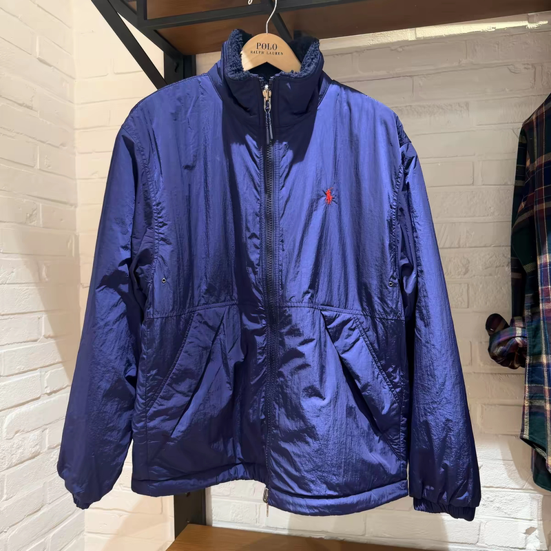 Authentic In-Stock Rl Laff Men's Reversible Heavyweight Lamb Wool Rivershore Double-Sided Jacket
