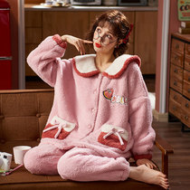 Sleepwear woman autumn and winter coral suede thickened with suede sweet and lovely princess wind flange suede warm to outwear a home dress