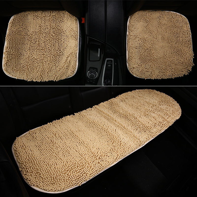 Coral velvet car seat cushion winter plush no backrest single-piece thickened three-piece rear warm winter car seat