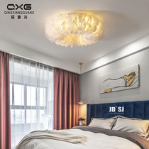 Bedroom feather ceiling lamp simple modern ins living room girl room lamp warm romantic master bedroom Net red lighting