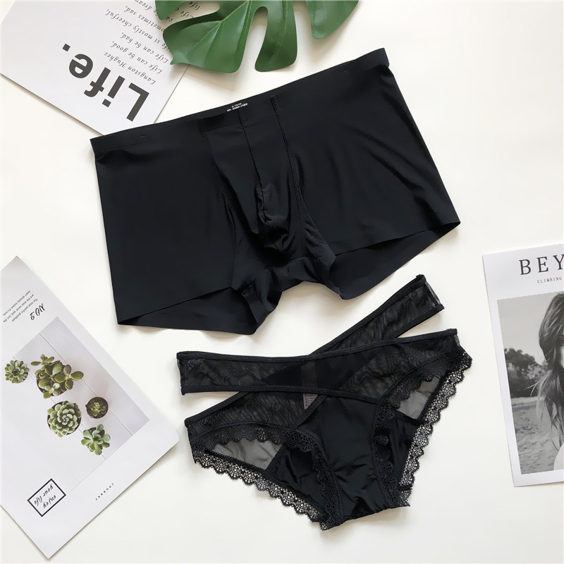 2 Dress Ice Silk Lovers Briefs 2020 new lingerie suit lovers Sexy Lace Seductive Pants Head Shorts