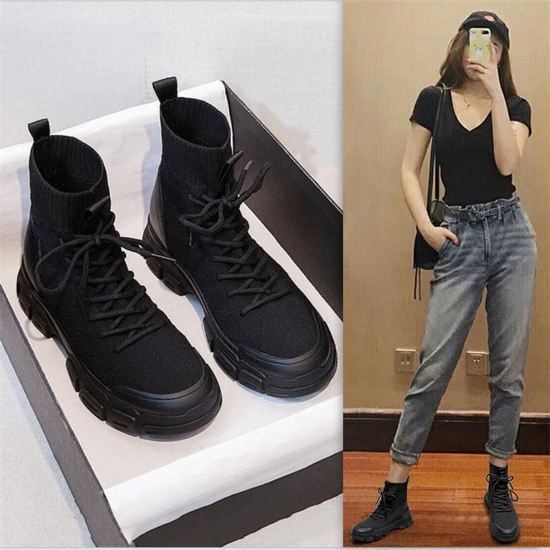 Spring and Summer Outdoor Hiking Shoes for Women, High-Top, Non-Slip, Lightweight, Wear-Resistant, Breathable, Fly-Knit Martin Boots, Travel Hiking Shoes