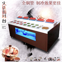 Fire Pan Shop Self-service Seasoning NTU Polystone Stainless Steel Commercial Dip Sauce seasoned table Refrigerated Display Cabinet Customised