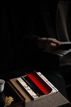 Purple sandalwood x lacquer intangible cultural heritage craft tea set two-piece Chinese household tea set tea ceremony cinnabar red