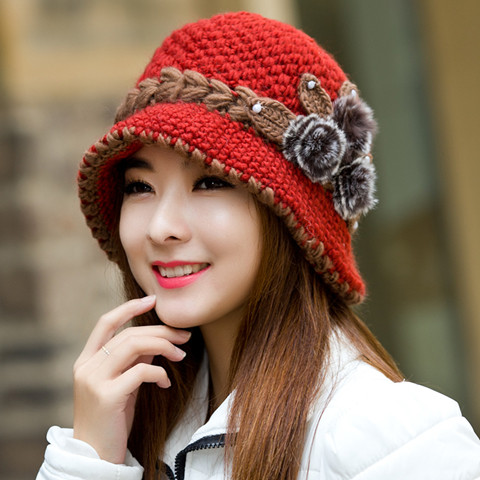 Cap Child Autumn Winter Lady Gafu Warm Mid Aged Knitted Wool cord hat delivered Mom hat elderly care ear cap