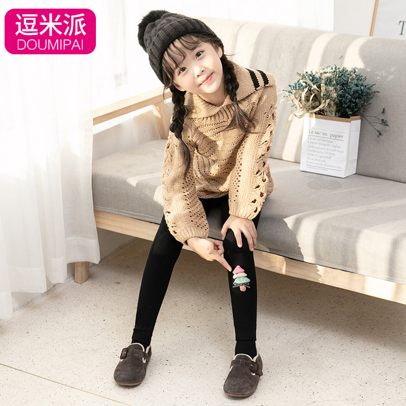 Girls' velvet thick inner pants winter warm baby all-in-one velvet children's 2020 new style stepping on the outside and wearing trousers
