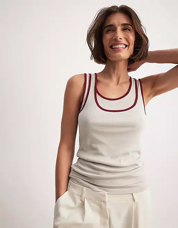 Organic Cotton Camisole Women's Basic Style Faux Two-Piece Ribbed Pure Cotton U-Neck Semi-Sheer Tank Top Sleeveless T-Shirt Feminine Organic Cotton Camisole Women's Basic Style Faux Two-Piece Ribbed Pure Cotton U-Neck Semi-Sheer Tank Top Sleeveless T-Shirt Feminine