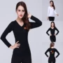 Ladies Latin Modern Square Tiêu chuẩn quốc gia Thủy thủ Trang phục Khiêu vũ Áo dài tay V Vòng cổ áo cao Cờ đỏ - Khiêu vũ / Thể dục nhịp điệu / Thể dục dụng cụ giày khiêu vũ