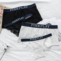 2 Couples Pants Sexy Seductive Lace Fire Spice Passion Pure Cotton Crotch Suit Couple shorts