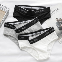 European and American sports underpants female pure cotton wide edge mid-waist adolescent girls raw triangle pants Les handsome T neutral letter boomer fashion